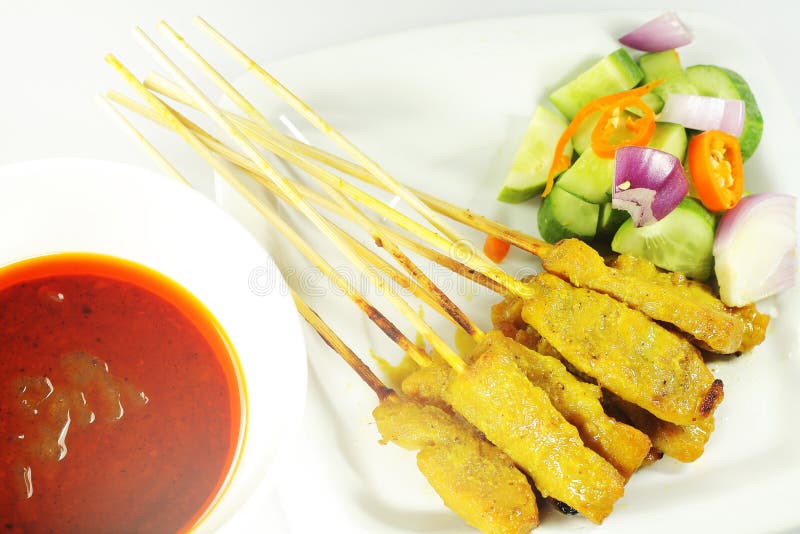 Beef Satay, Pork Satay, Chicken Satay Stock Photo Image of bread