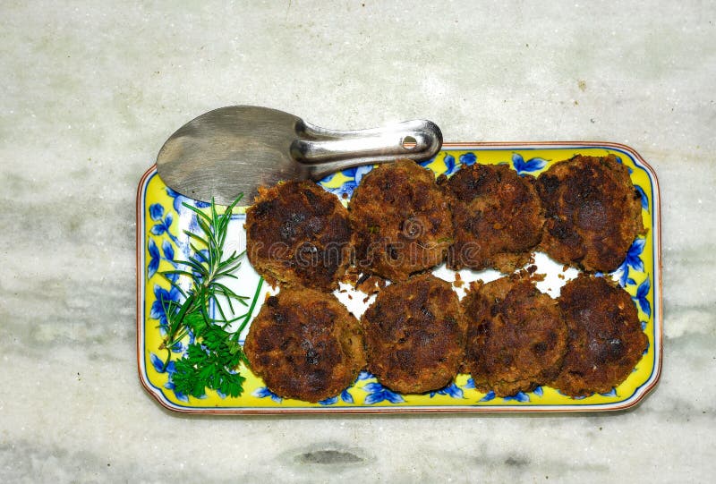 Beef Shaami Kebab, Prepared with Minced Beef and Indian Spices Stock