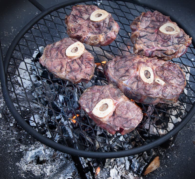 Beef Shanks on a Barbecue Grill Over Coals Stock Photo Image of high, slice 181012492