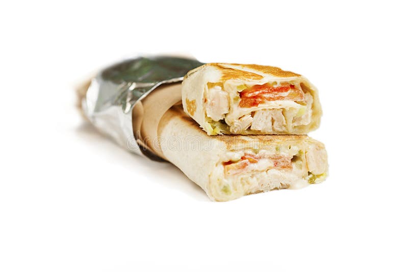 Beef Shawarma or Kebab Wrap with Vegetables. Stock Photo Image of