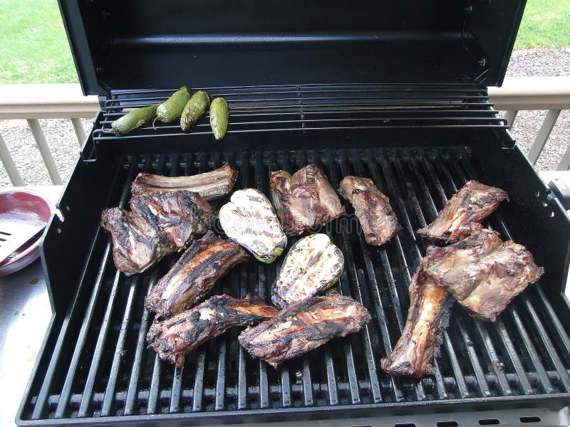 Beef short ribs on grill stock image. Image of marinade 241287837