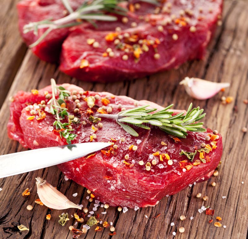 Beef steak. stock image. Image of green, meat, close 29200965