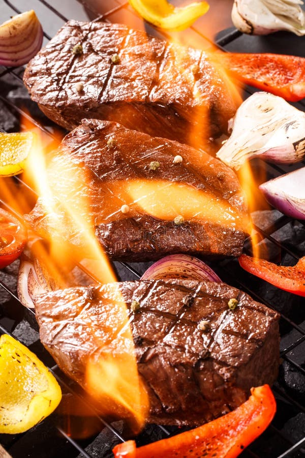 Beef Steak on a Barbecue Grill Stock Image Image of beef, herbs 41646317