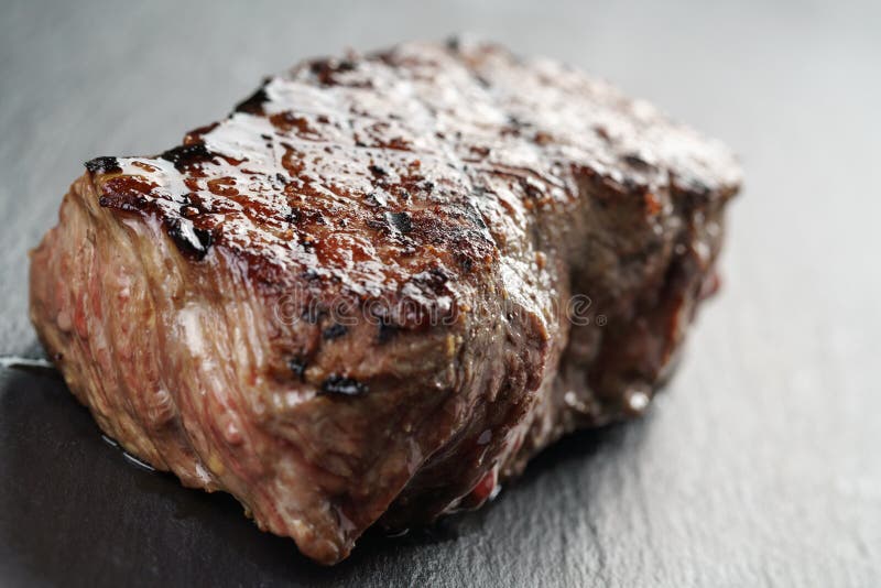 Beef Steak from Entrecote Part on Slate Board Stock Photo Image of