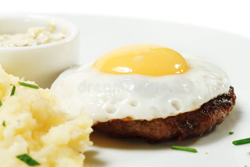 Beef Steak with Fried Egg stock image. Image of poached - 12225475