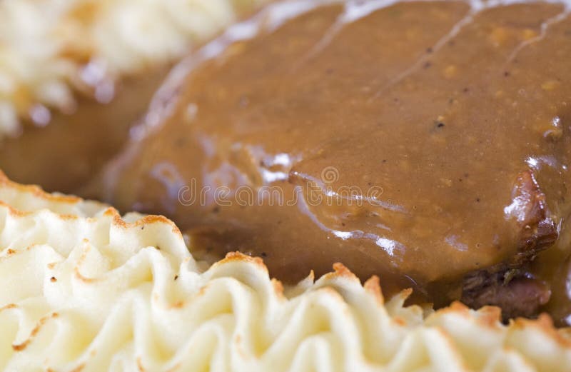Beef steak in gravy stock image. Image of meal, white 12887003