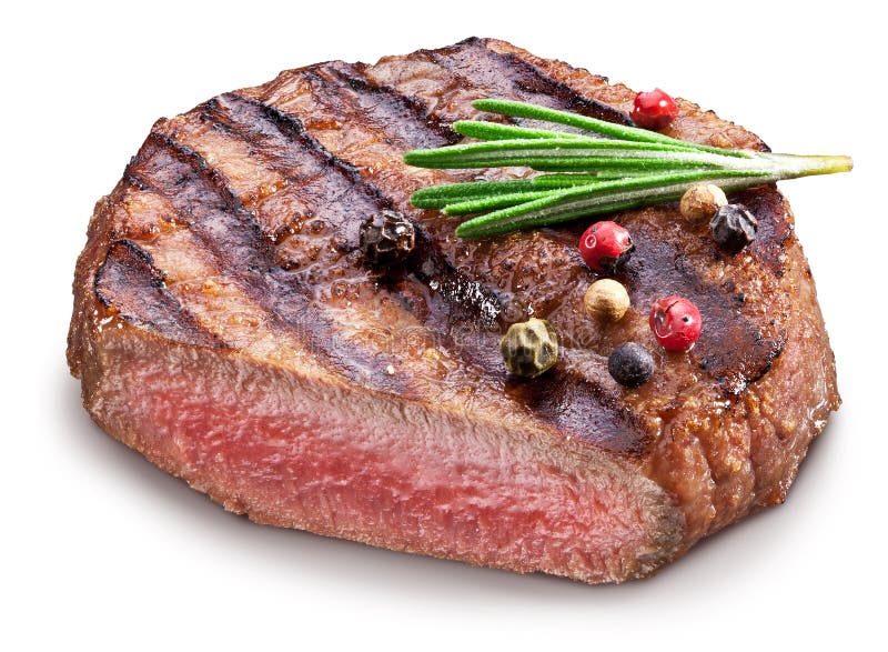 Beef Steak With Spices On A White Background. Stock Photo Image of