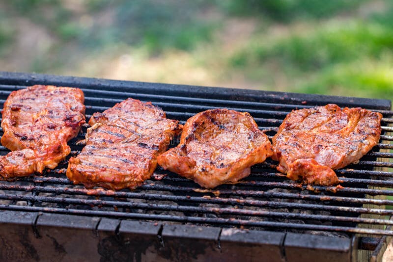 Beef Steaks on the Grill with Flames Stock Image Image of grill, focus 118974031
