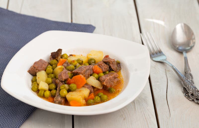 Beef Stew with Potatoes, Carrot and Green Beans Stock Photo Image of