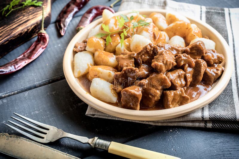Beef Stew with Potatoes Dumplings. Stock Photo Image of meat
