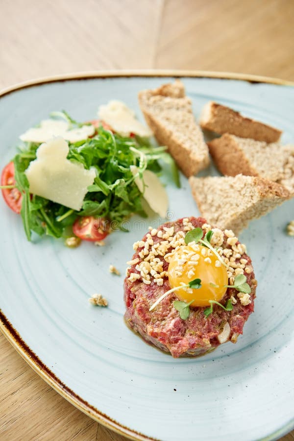 Beef Tartar in the Restaurant. Tasty Dish on a Plate. Restaurant Menu. Stock Image Image of