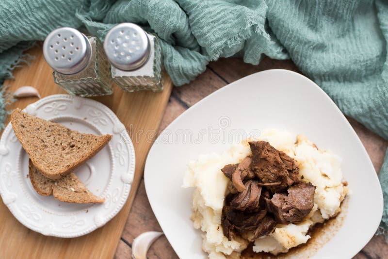 Beef Tips with Gravy on Mashed Potatoes Stock Image Image of dinner
