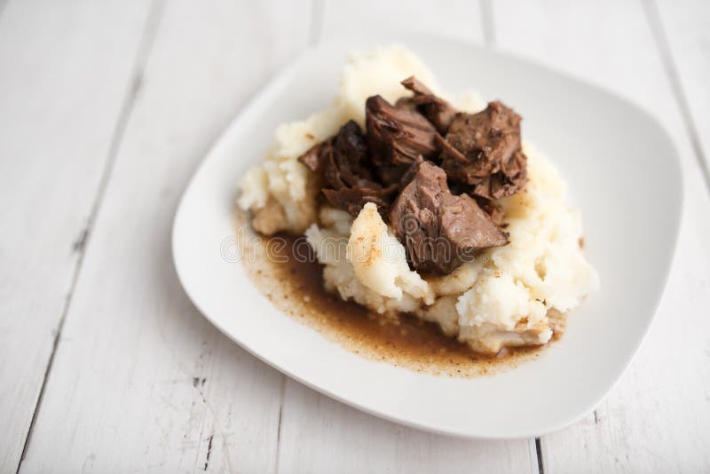 Beef Tips with Gravy on Mashed Potatoes Stock Image Image of supper