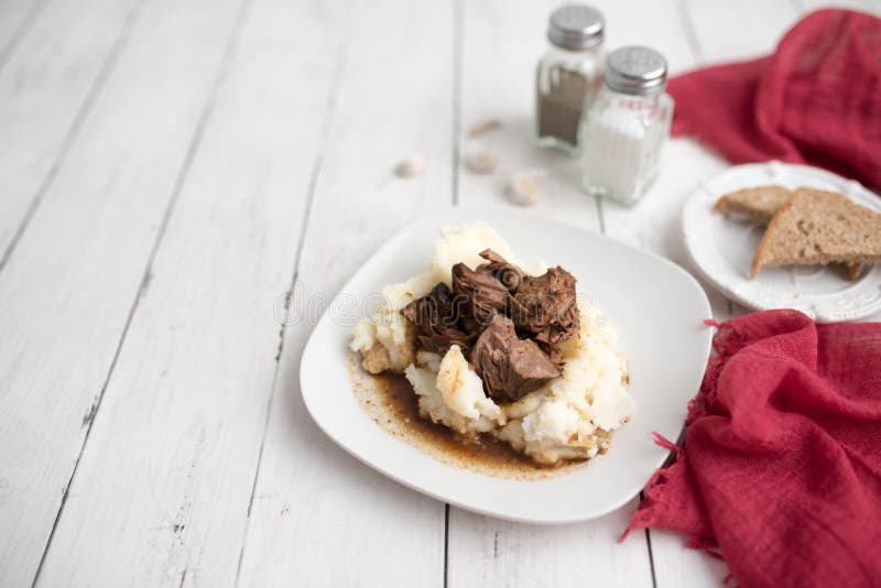 Beef Tips with Gravy on Mashed Potatoes Stock Image Image of dinner