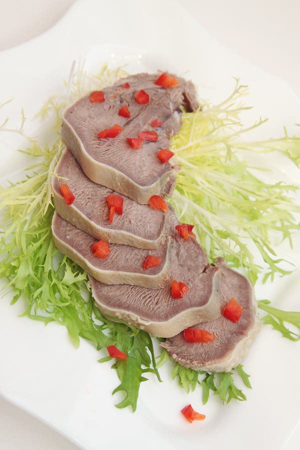Beef Tongue with the Mustard Sauce Stock Photo Image of prepared