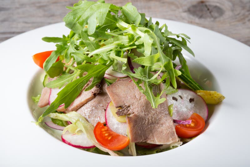 Beef tongue salad stock photo. Image of cuisine, arugula 75001324