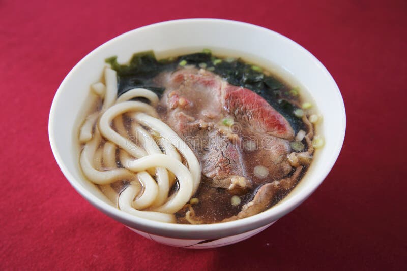 Beef Udon noodles stock photo. Image of laver, dining - 136963710
