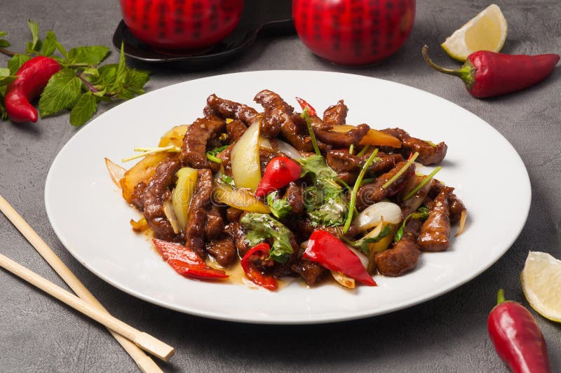 Beef with Vegetables and Pepper in a Sauce. Chinese Cuisine Stock Image ...