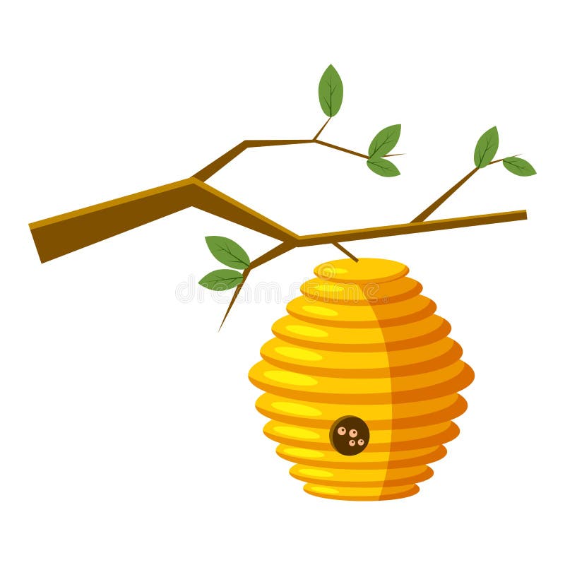 Beehive On Tree Icon, Cartoon Style Stock Vector - Illustration of