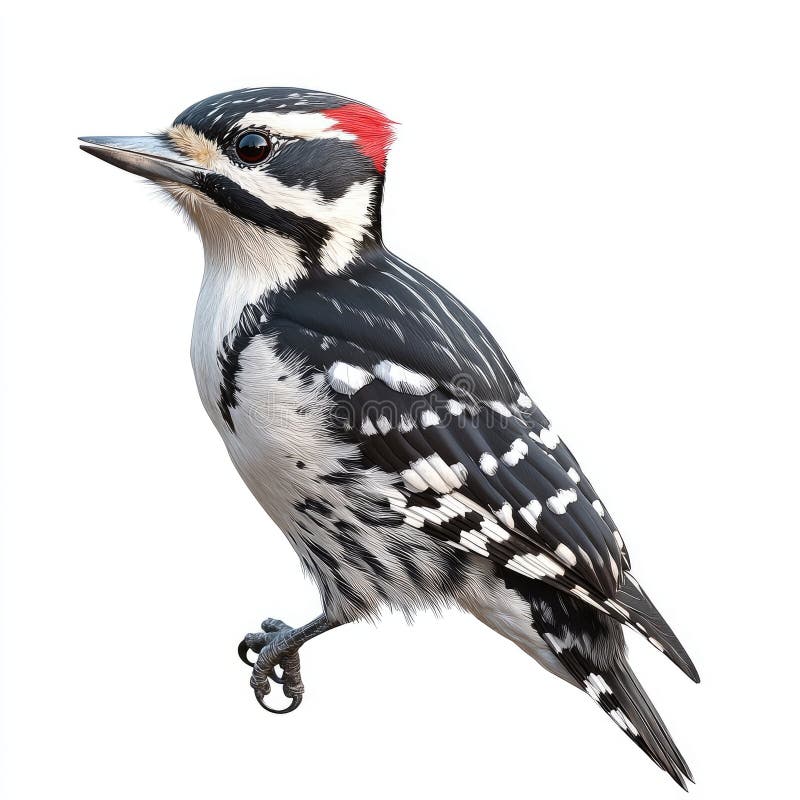 Beeindruckendes Schwarz-Weiß-Weißspecht-Vogelprofil lizenzfreie abbildung