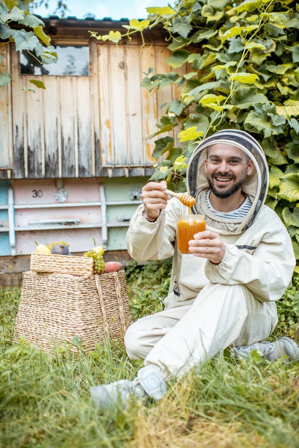 Beekeeper with Honey on the Apiary Stock Photo - Image of ingredients ...