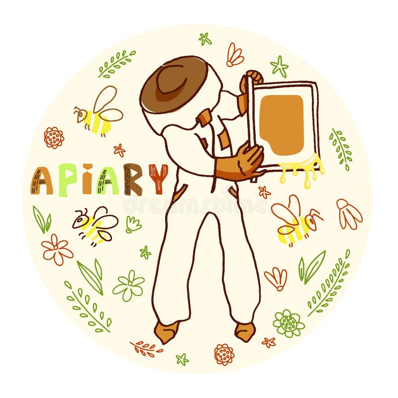 Beekeeper with Honey royalty free illustration Beekeeper with Honey royalty free illustration