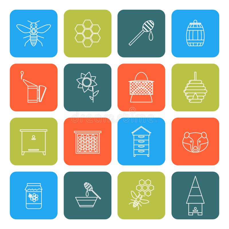 Beekeeping Cienkie Kreskowe ikony Ustawiać wektor ilustracja wektor Beekeeping Cienkie Kreskowe ikony Ustawiać wektor ilustracja wektor