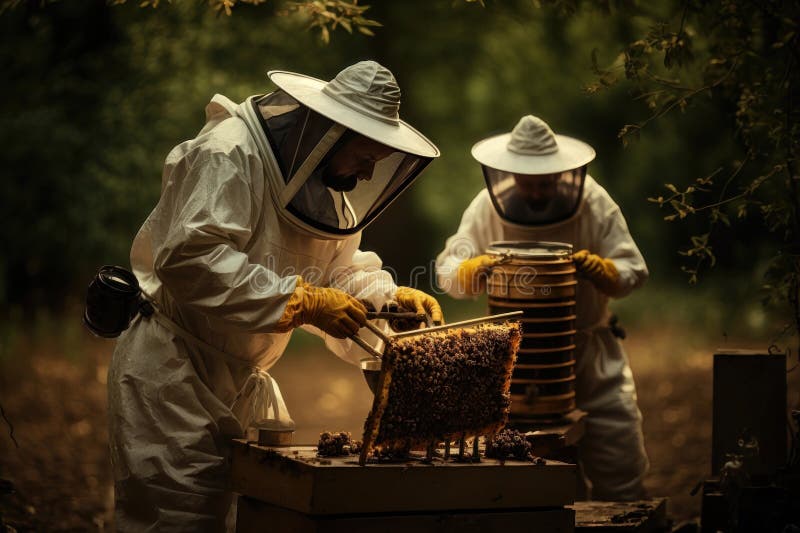 Beekeeping and Honey Production. AI Generated Stock Illustration