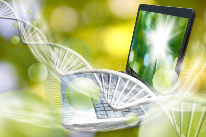 Beeld van notitieboekje op DNA-kettingenachtergrond stock afbeelding Beeld van notitieboekje op DNA-kettingenachtergrond stock afbeelding