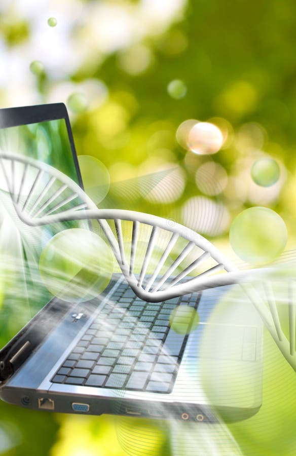 Beeld van notitieboekje op DNA-kettingenachtergrond stock afbeelding Beeld van notitieboekje op DNA-kettingenachtergrond stock afbeelding
