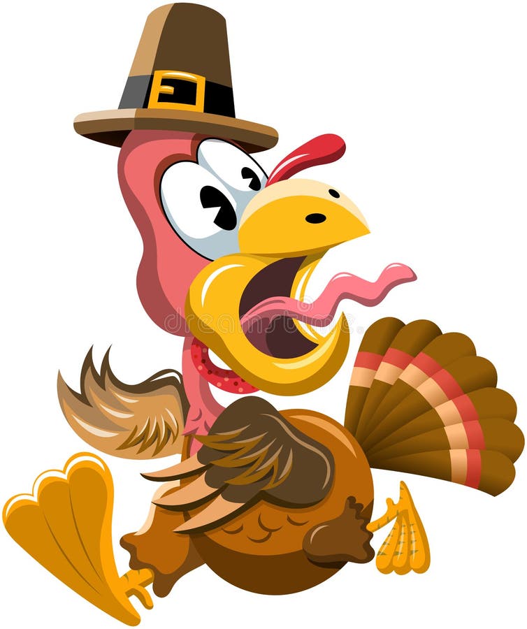 Beeldverhaal Bang gemaakt Turkije die aan Thanksgiving day ontsnappen royalty-vrije illustratie Beeldverhaal Bang gemaakt Turkije die aan Thanksgiving day ontsnappen royalty-vrije illustratie