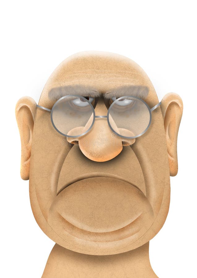 Beeldverhaal dichte omhooggaand van een knorrig oud mensen` s gezicht vector illustratie Beeldverhaal dichte omhooggaand van een knorrig oud mensen` s gezicht vector illustratie