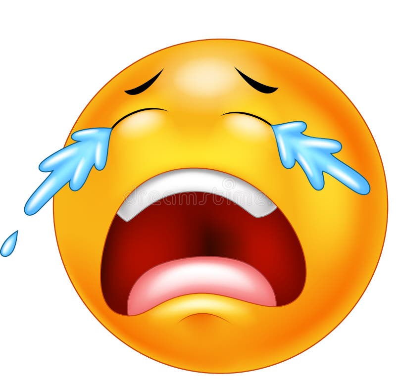 Beeldverhaal die emoticon die met scheuren schreeuwen, op witte achtergrond worden geïsoleerd vector illustratie Beeldverhaal die emoticon die met scheuren schreeuwen, op witte achtergrond worden geïsoleerd vector illustratie