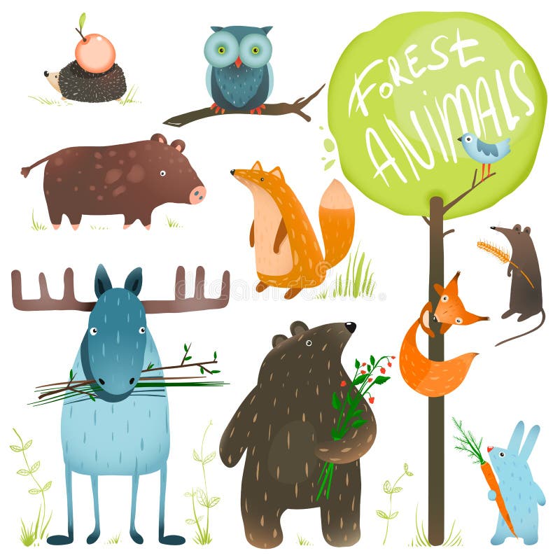 Beeldverhaal Forest Animals Set vector illustratie Beeldverhaal Forest Animals Set vector illustratie