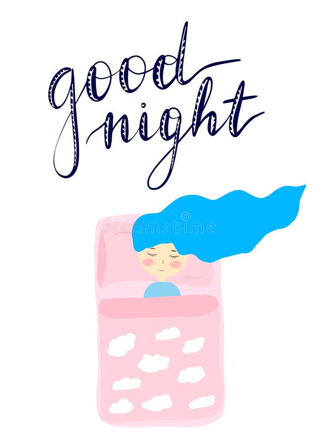 Beeldverhaal leuk meisje met lang vector illustratie Beeldverhaal leuk meisje met lang vector illustratie