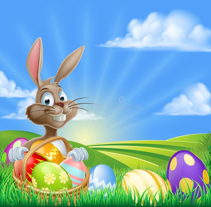 Beeldverhaal Pasen Bunny Scene stock illustratie Beeldverhaal Pasen Bunny Scene stock illustratie
