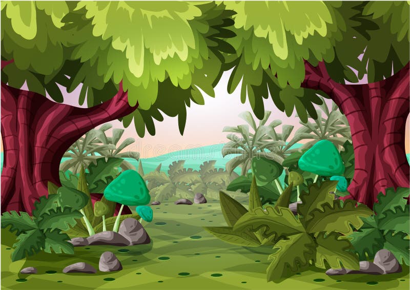 Beeldverhaal vectorlandschap met gescheiden lagen voor spel en animatie royalty-vrije illustratie Beeldverhaal vectorlandschap met gescheiden lagen voor spel en animatie royalty-vrije illustratie
