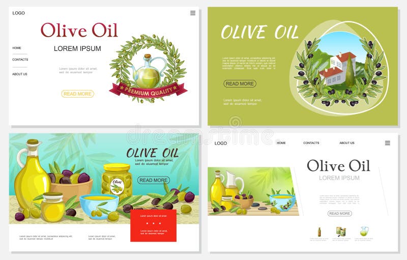 Beeldverhaal Verse Olive Websites Set royalty-vrije illustratie Beeldverhaal Verse Olive Websites Set royalty-vrije illustratie