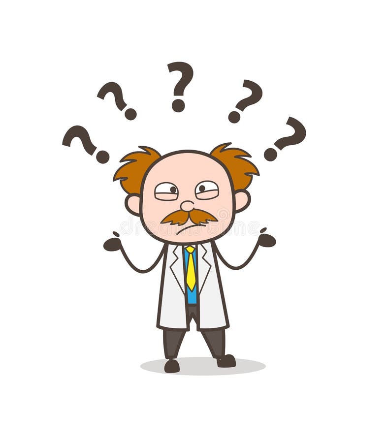 Beeldverhaal Verwarde Wetenschapper Expression vector illustratie Beeldverhaal Verwarde Wetenschapper Expression vector illustratie