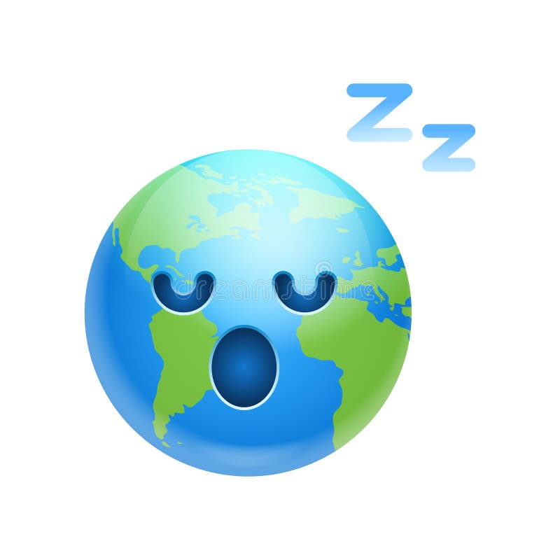 Beeldverhaalaarde de Gezicht Vermoeide het Slapen Emotie van de Pictogram Grappige Planeet stock illustratie Beeldverhaalaarde de Gezicht Vermoeide het Slapen Emotie van de Pictogram Grappige Planeet stock illustratie