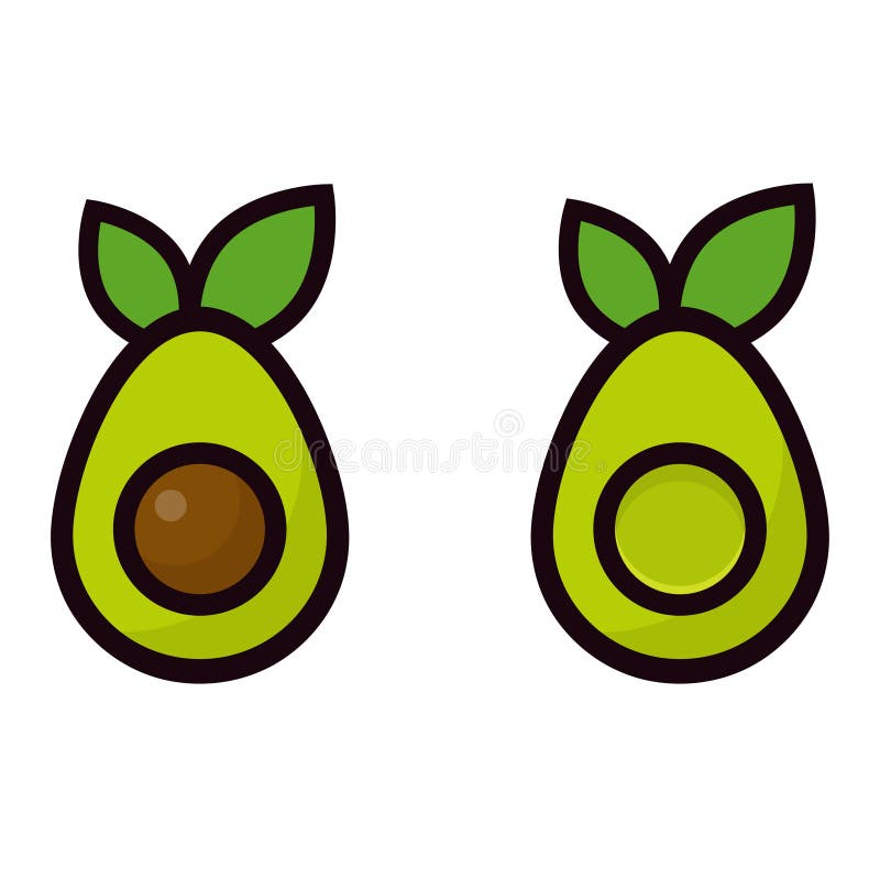 Beeldverhaalavocado's met bladeren vectorvector die worden geplaatst vector illustratie Beeldverhaalavocado's met bladeren vectorvector die worden geplaatst vector illustratie