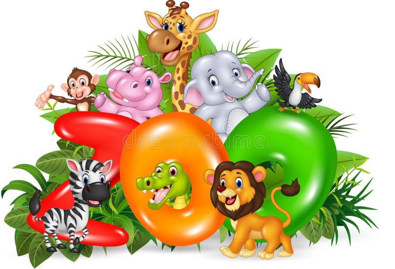 Beeldverhaalillustratie van Word dierentuin met beeldverhaal wild dier stock illustratie Beeldverhaalillustratie van Word dierentuin met beeldverhaal wild dier stock illustratie