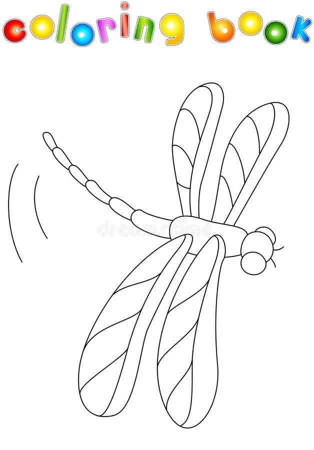 Cartoon dragonfly on white. Coloring book for kids. Cartoon dragonfly on white. Coloring book for kids