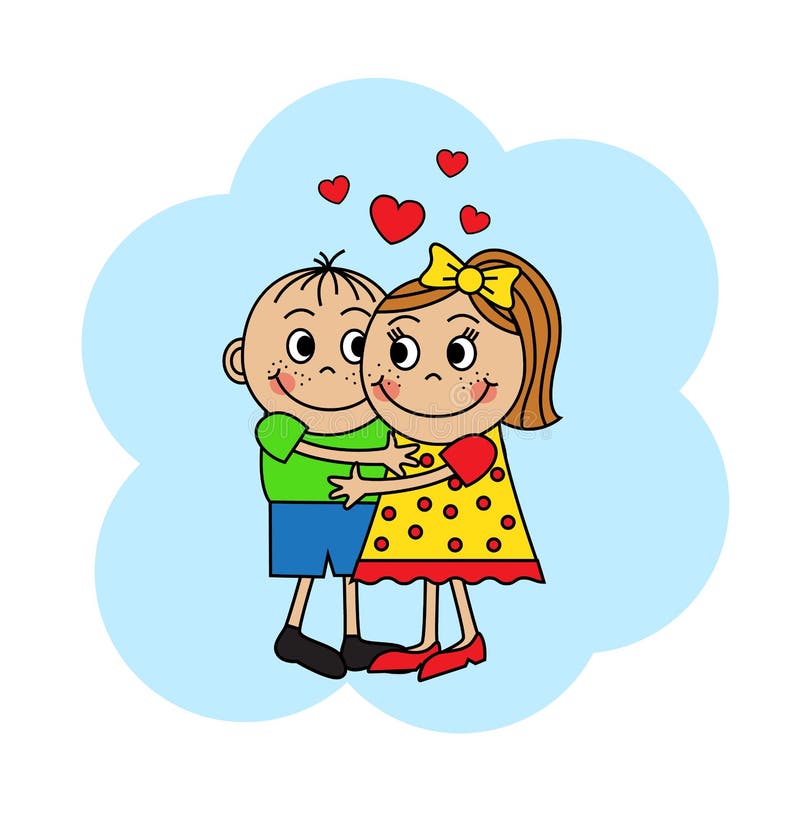Beeldverhaalpaar die kinderen koesteren vector illustratie Beeldverhaalpaar die kinderen koesteren vector illustratie