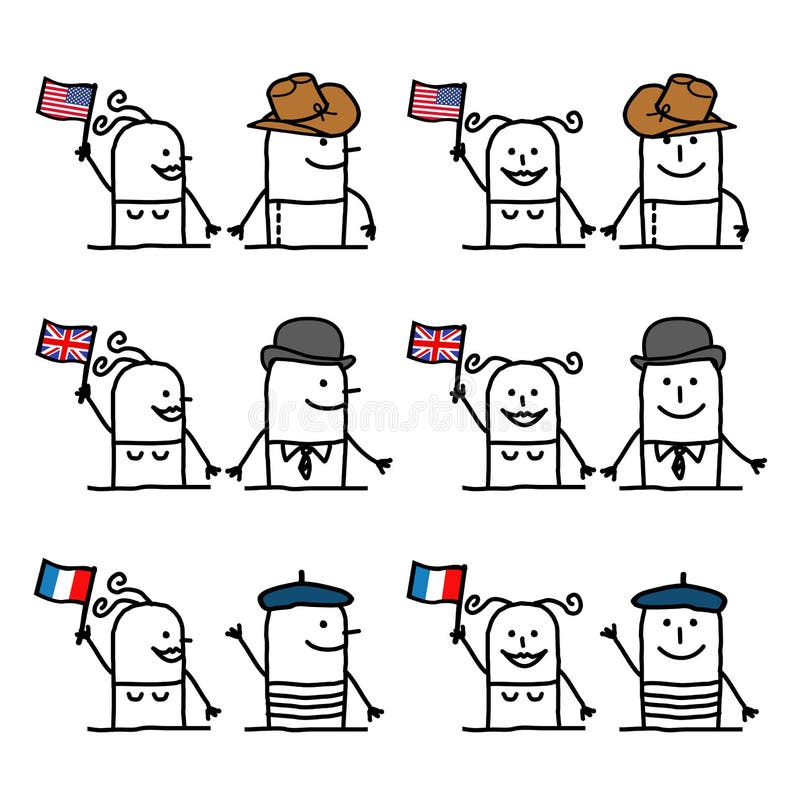 BeeldverhaalSet van tekens 1 - Landen en Traditie vector illustratie BeeldverhaalSet van tekens 1 - Landen en Traditie vector illustratie