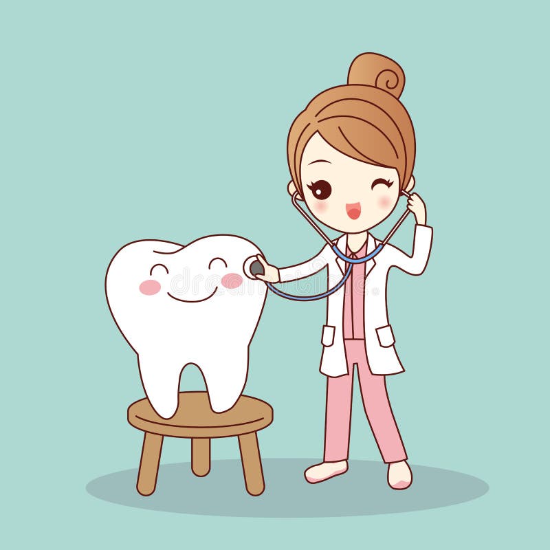 Cartoon tandarts met een tand stock illustratie