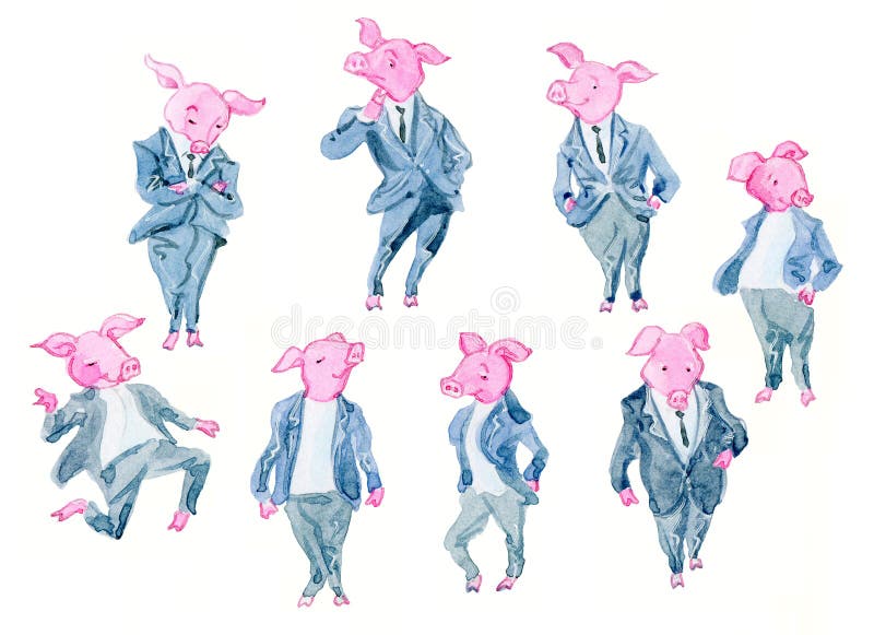 Beeldverhalenvarkens als beambten royalty-vrije illustratie Beeldverhalenvarkens als beambten royalty-vrije illustratie