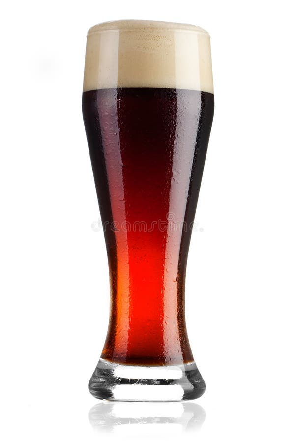 Frosty Glass of Red Beer Isolated on a White Stock Image Image of