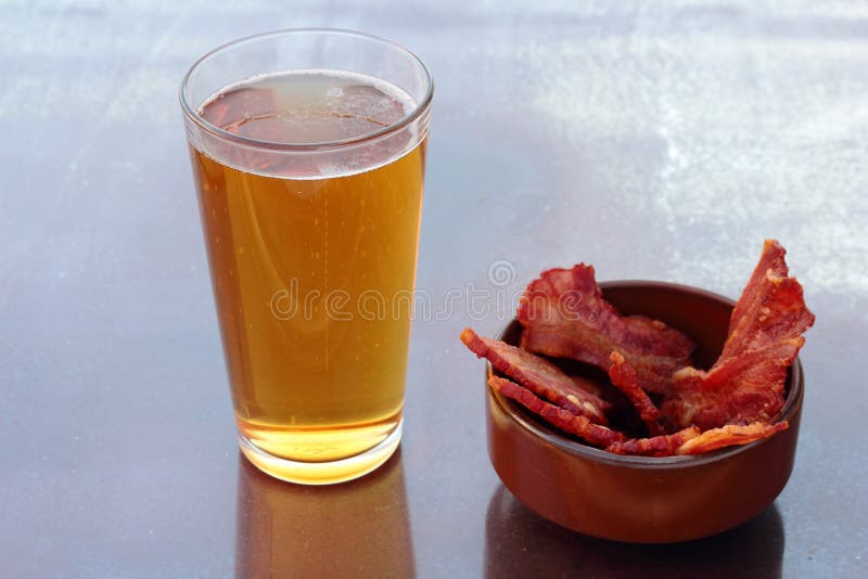 Beer and bacon. stock image. Image of bacon, starter 58060593