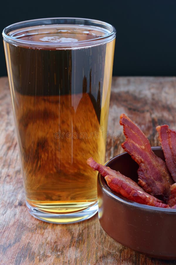 Beer and bacon. stock image. Image of beverage, bacon 58060865